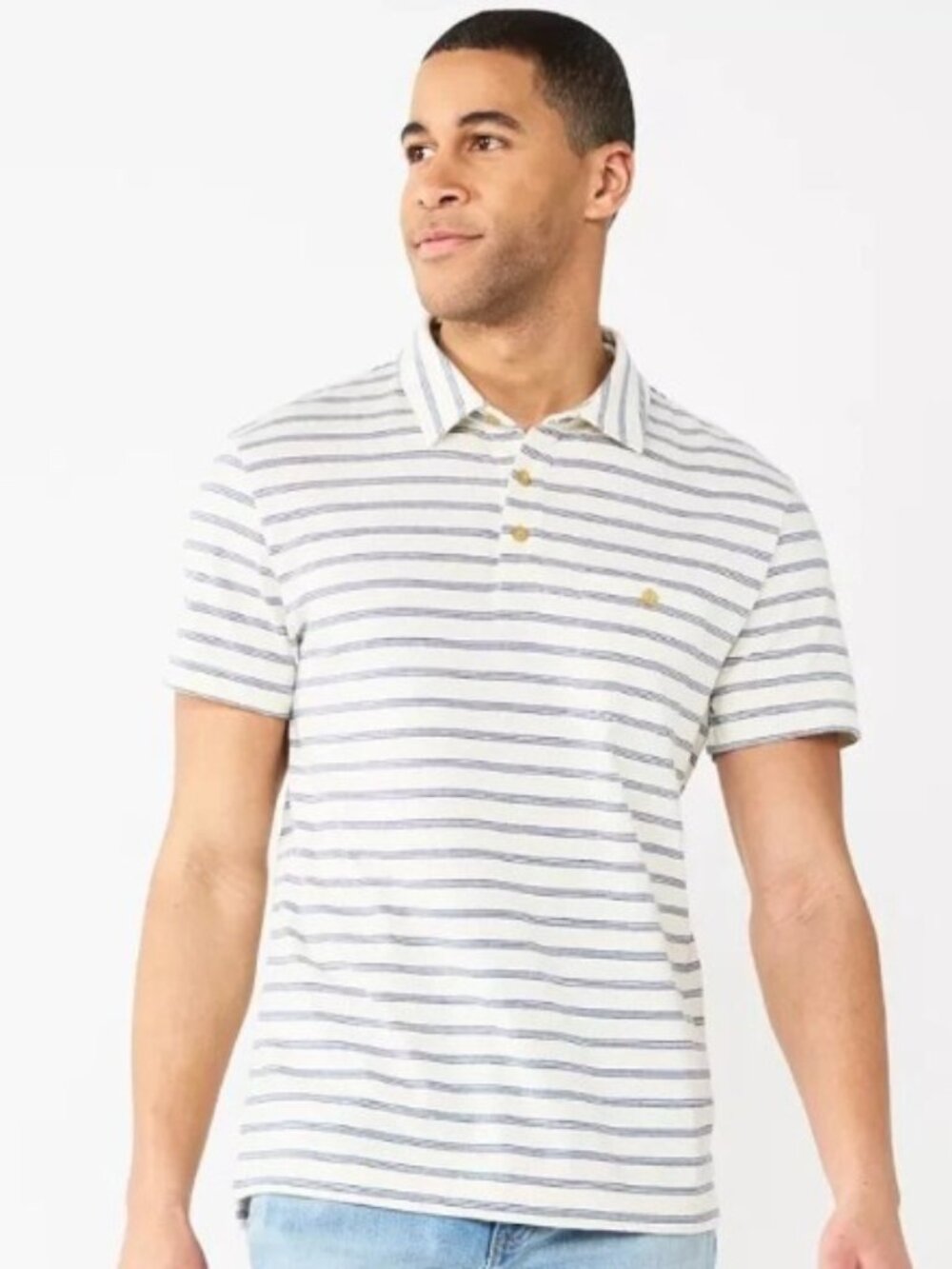 Sonoma Mens XXL Everyday Short Sleeve Polo White Blue Stripe NWT Preppy Classic